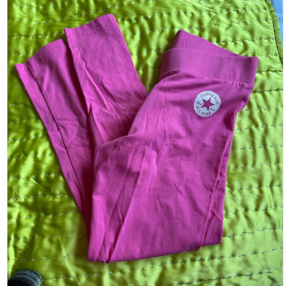 Converse Girls Pink and White Leggings Size Large NWT